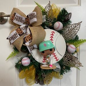 San Diego Padres Baseball Wreath with Figurine